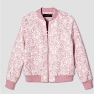 Victoria Beckham for Target Jacquard Bomber Jacket Pink/Cream Small No Flaws